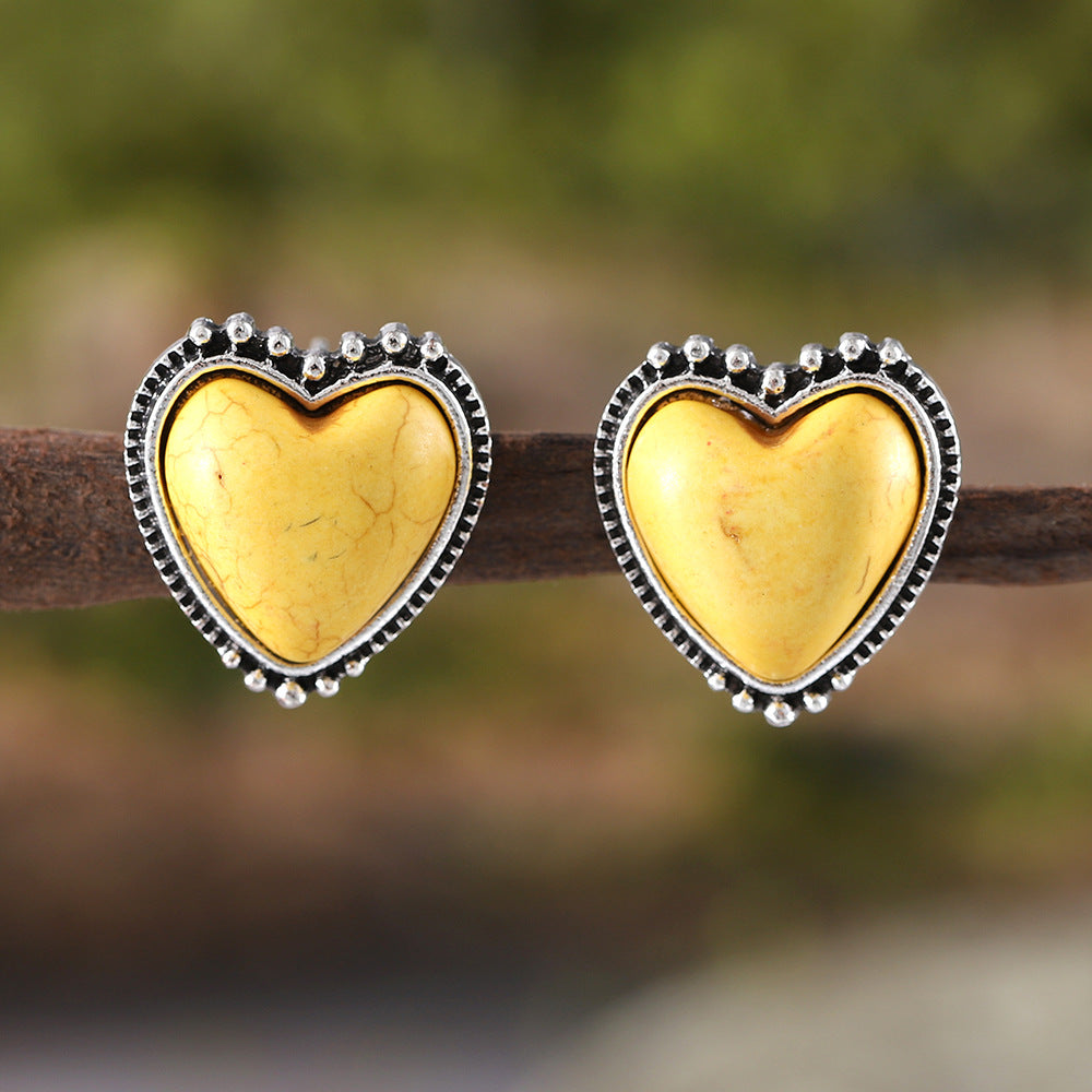 Wholesale Heart-shaped turquoise earrings